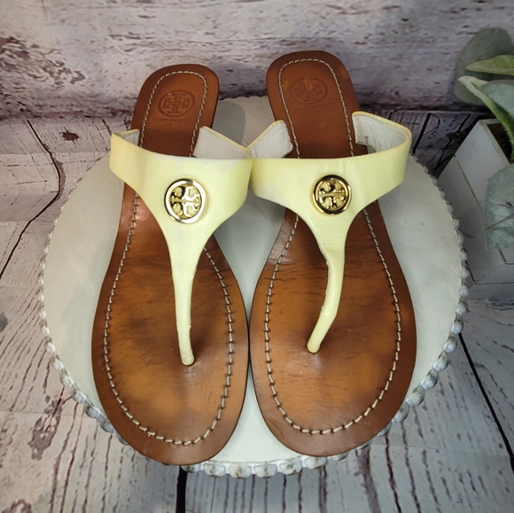 Tory Burch Shoes - Tory Burch Cameron Wedge Cream Leather Sandals